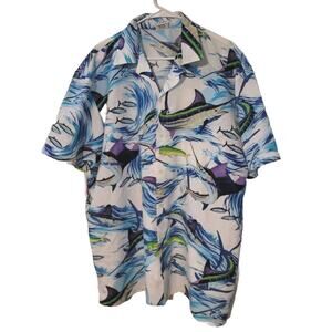 High Seas Trading 2XL Button Down Shirt Sail Fish Sword Fish Ocean Water White